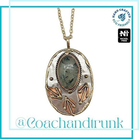 Natural Moss Agate Artisan Handcrafted Necklace With Chain Extraordinary Details - Picture 1 of 7